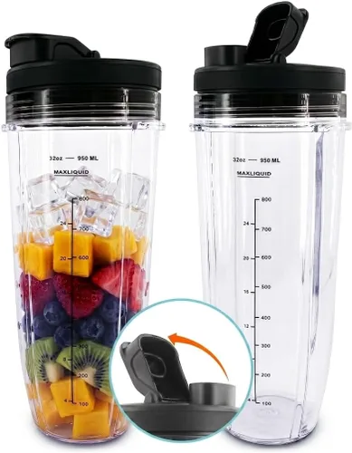 Vista 10 de Vasos de repuesto de 18 onzas para licuadora Ninja, paquete de 2, diseño Vasos de licuadora compatibles con los modelos BL480/450/480D, Auto IQ 18