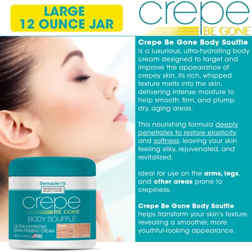 Vista 5 de Dermactin Crepe Be Gone Body Souffle Classic - Grande 12 onzas - Crema reafirmante para la piel crepé ultra hidratante para cuello, pecho, brazos