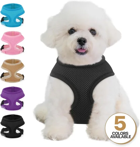 Vista 7 de MoNiBloom Arnés para perro de tamaño pequeño, chaleco acolchado suave para cachorros para caminar, correr, entrenar - negro, XS