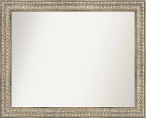 Vista 311 de Amanti Art Espejo de baño plateado para sobre fregadero, 26 x 26 pulgadas, espejo cuadrado de níquel pulido, marco de madera tradicional mediano, se