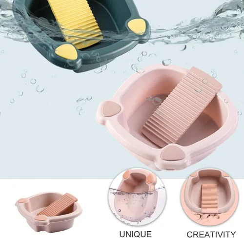 Vista 5 de Hemoton Lavabo para lavar a mano y ropa de 11.41 x 11.41 x 3.74 pulgadas, ligero y portátil, con superficie de fregado para ropa pequeña y delicada
