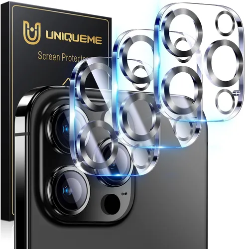Vista 63 de UniqueMe para Paquete de 3 Protectores de Lente de Cámara para iPhone 15 Pro/iPhone 15 Pro Max, [Protección contra Caídas] [Compatible con Fundas]