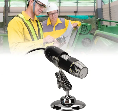 Vista 4 de Microscopio digital USB, aumento de 50X a 1600X con luz LED, portátil para teléfono inteligente y computadora, material ABS
