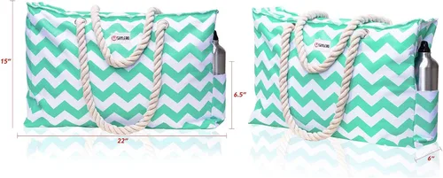 Vista 7 de SHYLERO Bolsa de playa y bolsa de piscina. Tiene bolsa hermética, tonelada de bolsillos. La bolsa de playa tiene cremallera, repelente al agua.