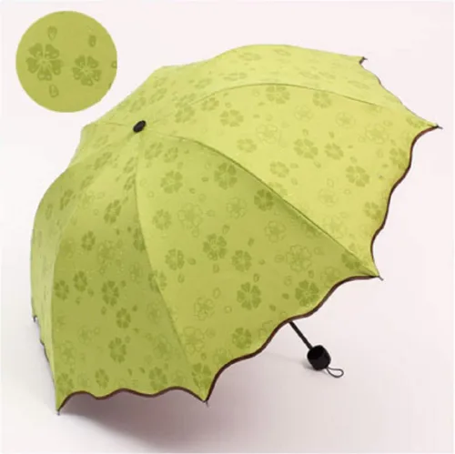 Vista 3 de Viaje paraguas compacto plegable sombrilla de lluvia de sol con agua Met blomssom blooming