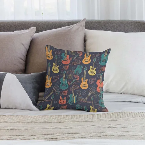 Vista 6 de Guitarra Pattern Pillow Covers 18 * 18 with Zipper Super Soft Square Pillow Cases Cozy Zipper Plush Throw Pillowcases for Bedroom Sofa Couch for All