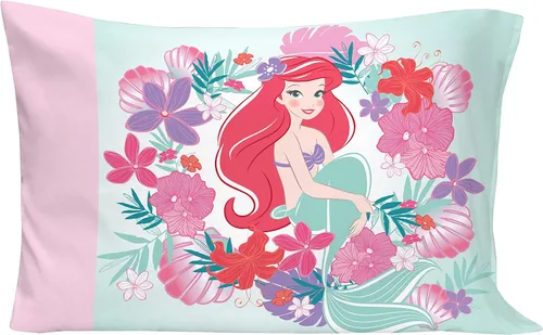 Vista 5 de Disney Ariel Sea Garden - Juego de cama para niños pequeños de 4 piezas - Edredón, sábana bajera, sábana encimera, funda de almohada reversible