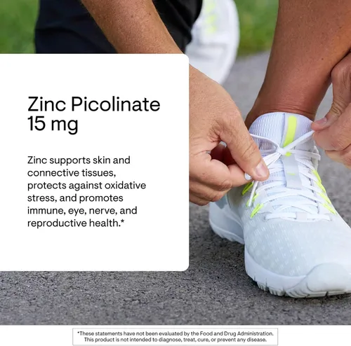 Vista 3 de THORNE - Picolinato de zinc 15 mg - Suplemento de zinc altamente absorbible - Apoya el bienestar, el sistema inmunológico, los ojos, la piel
