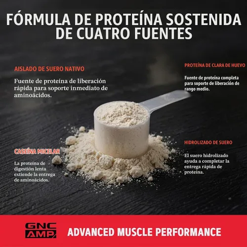 Vista 6 de Mezcla de proteínas de liberación sostenida GNC AMP - Tostada de canela (28 porciones)