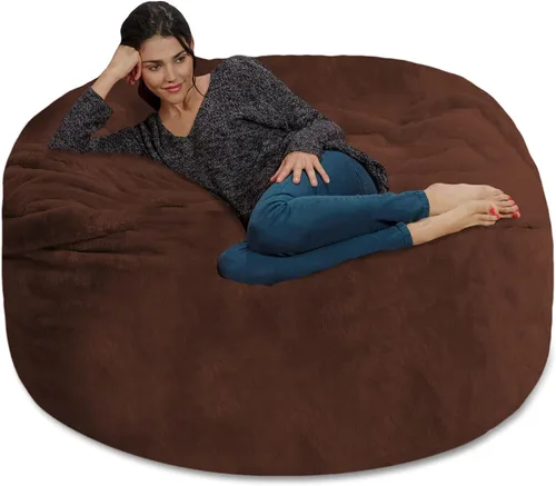 Vista 10 de Silla Chill Sack Bean Bag: muebles de espuma de memoria gigante y una tumbona grande. Gran sofá con gran cubierta de gamuza suave resistente al