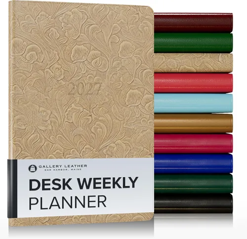 Vista 189 de Gallery Leather Planificador Semanal y Mensual Grande 2025-2026, Calendario Planificador y Cuaderno Elegantemente Encuadernado con Elegantes Bordes
