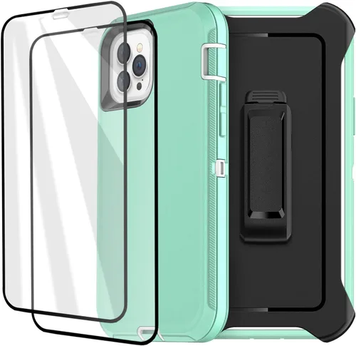 Vista 15 de AICase Funda para iPhone 12/12 Pro con soporte integrado con protector de pantalla de vidrio + lente de cámara, resistente protección contra caídas