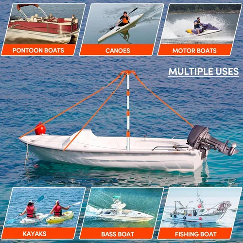 Vista 6 de Paquete de 2 postes de soporte para cubierta de barco, poste de soporte de aluminio ajustable en altura con base de goma antideslizante, soporte