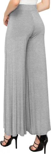 Vista 70 de Made By Johnny Pantalones palazzo elásticos de pierna ancha para mujer, lisos, casuales, cómodos