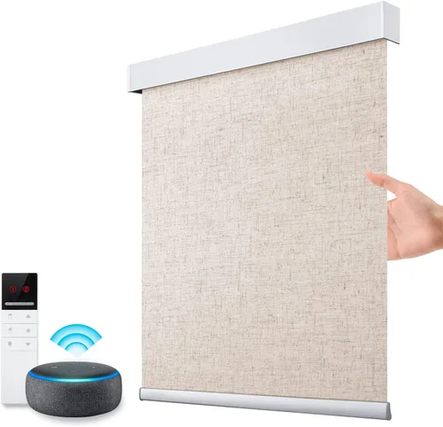 Vista 9 de ZSTARR Persianas opacas motorizadas con control remoto inteligente, persianas enrollables recargables inalámbricas para ventanas, oficina, hogar