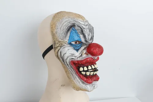 Vista 3 de Ferytyj Máscara de payaso colorida de Halloween aterradora y espeluznante accesorios de cosplay máscara de payaso de látex para adultos disfraz