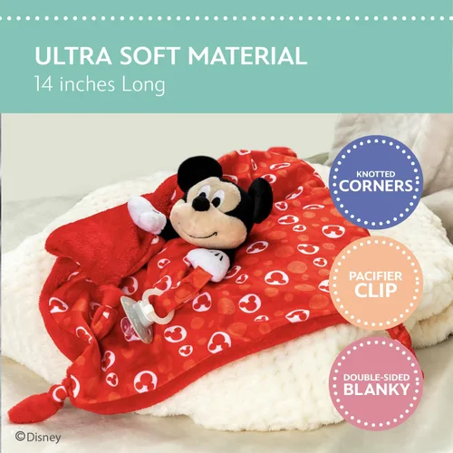 Vista 3 de KIDS PREFERRED Disney Baby Mickey Mouse - Manta de seguridad de peluche con diseño de animal de peluche, 13.18 x 13.18 x 3.5 pulgadas