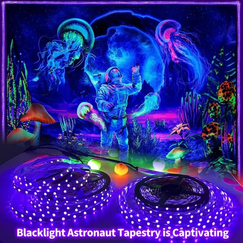 Vista 4 de Tiras de luz negra de 50 pies y control remoto + 3 barras de luz negra, tira de luz negra USB de 12 W y 1 pie para fiesta brillante