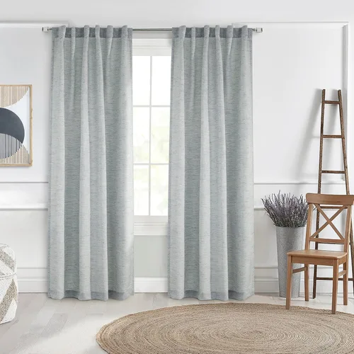 Vista 8 de Loft Living Davos Textered Jacquard - Cortina de doble cabezal de 52 x 84 pulgadas, color blanco roto