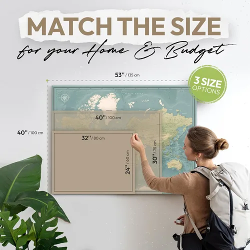Vista 7 de Push Pin World Travel Map en lienzo: sigue tus aventuras y planifica viajes futuros, arte de pared grande para el hogar, la oficina y regalo