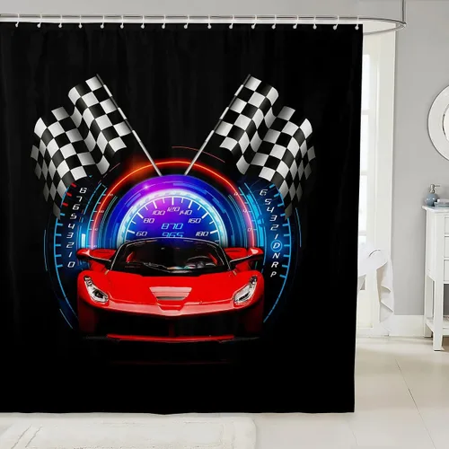 Vista 11 de Erosebridal Construction Truck Shower Curtain 72" Wx72 L Excavator Waterproof Bathroom Accessories Navy Blue Tractor Machinery Vehicle Bath Curtain