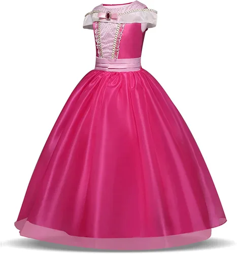 Vista 3 de Vestido elegante de princesa rosa para niñas, disfraz de fiesta de cumpleaños de Halloween, vestidos para niñas