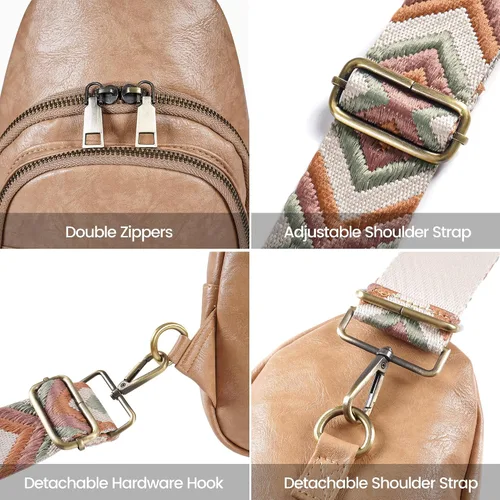 Vista 4 de KFXFENQ Sling Bag for Women PU Leather Sling Bags for Women Crossbody Fashion Sling Backpack Multipurpose Chest Bag for Women