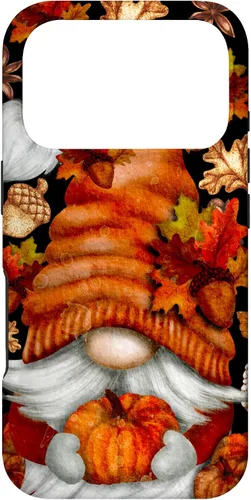Vista 29 de iPhone 13 Lindo gnomo de Acción de Gracias calabaza otoño árbol otoño hojas caso