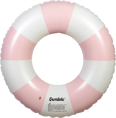 Vista 2 de Anillo de natación grande con asas para niños y adultos, tubos interiores de piscina clásicos a rayas de 35 pulgadas, flotadores inflables