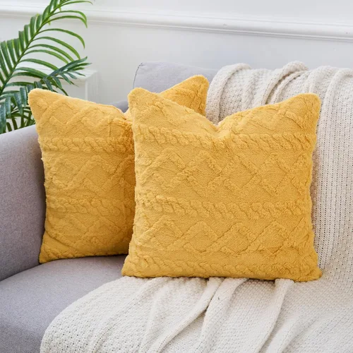 Vista 9 de uxcell Juego de 2 fundas de almohada de felpa de lana sintética, fundas de almohada con patrones geométricos, fundas de almohada decorativas