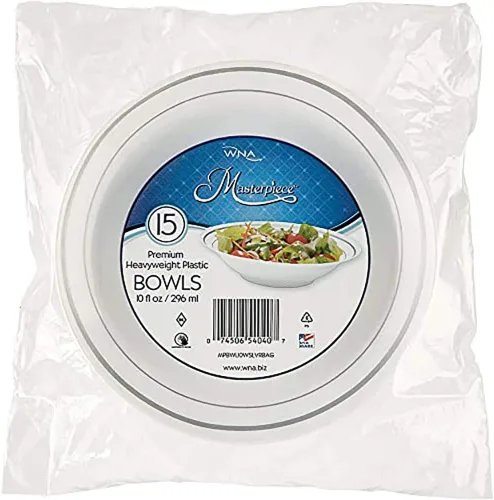 Vista 4 de WNA Masterpiece - Cuencos de plástico de 15 unidades, 10 onzas, color blanco