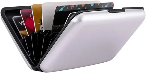 Vista 6 de Elfish.- Funda protectora de aluminio contra RFID, para tarjetas de crédito, carcasa rígida para tarjetas de presentación, cartera de metal