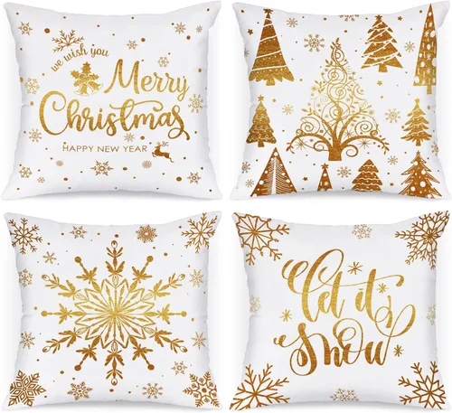 Vista 12 de Lanpn Fundas de Cojín Lumbar Navideñas de 12x20, 4 piezas, Blanco y Negro Feliz Navidad Xmas Invierno Copo de Nieve Fundas de Almohada de Cojín