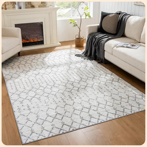 Vista 91 de Istana Alfombra larga antideslizante de 2.5 x 8 para el hogar, para pasillo y cocina, lavable, sedosa y suave al tacto, elegante, color azul y marfil