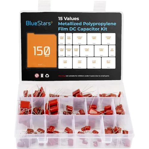 Vista 8 de BlueStars, variedad de condensadores electrolíticos de aluminio, 20 valores, 320 unidades, rango 1uF－2200uF