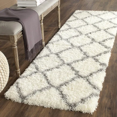 Vista 17 de SAFAVIEH Colección Montreal Shag SGM866C Trellis que no desprende pelusa para sala de estar, dormitorio, comedor y entrada, alfombra decorativa