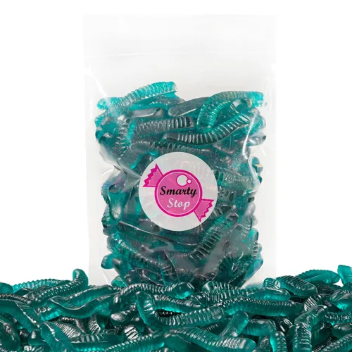 Vista 2 de Smarty Stop Sweet & Sour Multi Flavor, Gomitas de gusanos coloridos (1 libra (paquete de 1), frambuesa azul)