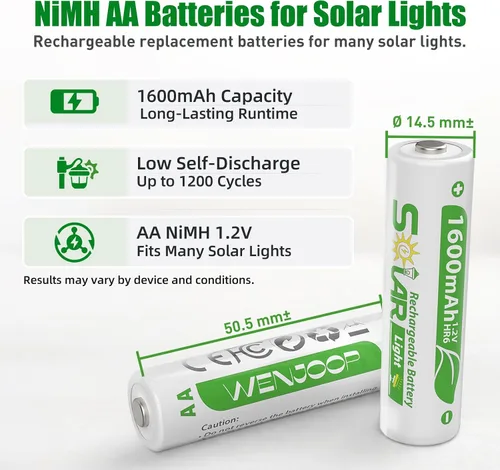 Vista 8 de Paquete de 12 baterías recargables AA de 1600 mAh para luces