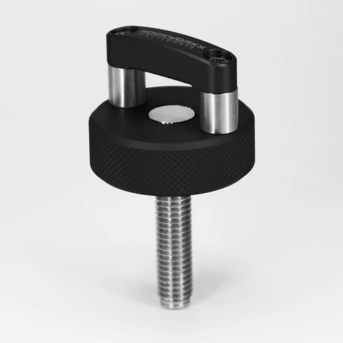 Vista 2 de ROCKWORKX Billet Tornillo de pulgar de aluminio duro de extracción rápida, anillo en D integrado, compatible con Jeep Wrangler JK 2007-20018, JL