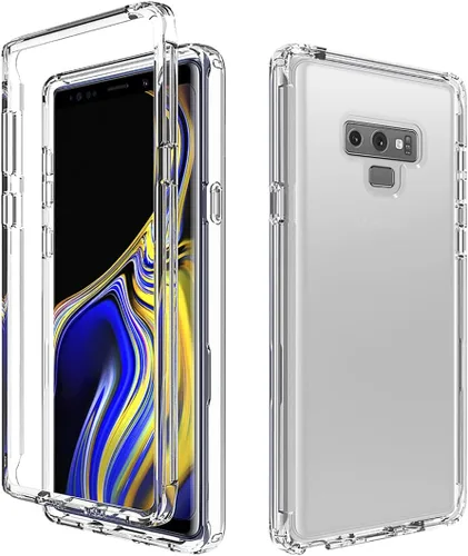 Vista 6 de Funda de teléfono para Galaxy Note 9, N960U con protector de pantalla de vidrio templado, carcasa protectora de cuerpo completo transparente