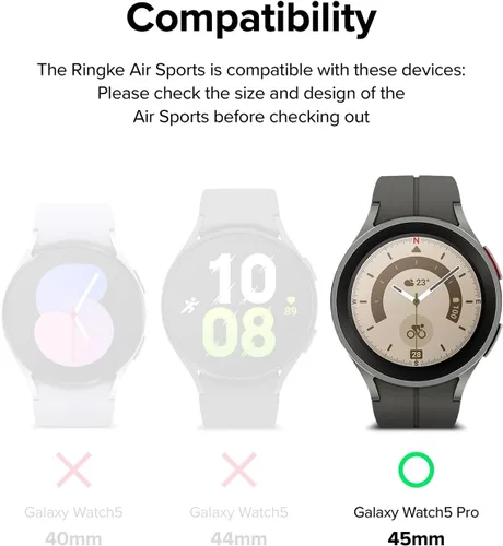 Vista 2 de Ringke Air Sports - Funda compatible con Samsung Galaxy Watch 5 Pro de 1.772 pulgadas, suave, flexible, ligera, delgada, TPU para minimalistas
