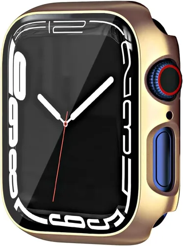 Vista 9 de Estuche duro mate para Apple Watch Series 7 8 9 41mm, protector de pantalla de vidrio templado, estuche con cobertura completa, amortiguador a