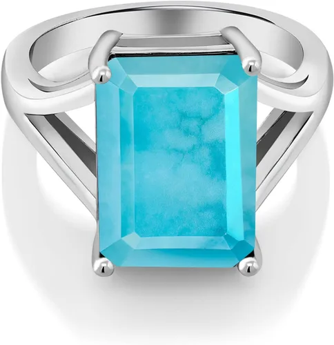 Vista 49 de Gem Stone King Anillo de compromiso solitario con piedra preciosa de corte esmeralda de 0.551 x 0.394 in para mujer, plata de ley 925, anillo