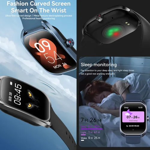 Vista 2 de Relojes inteligentes para hombres (respuesta/hacer llamadas), reloj de monitor de fitness HD con pantalla curvada de 2.01 pulgadas con monitor