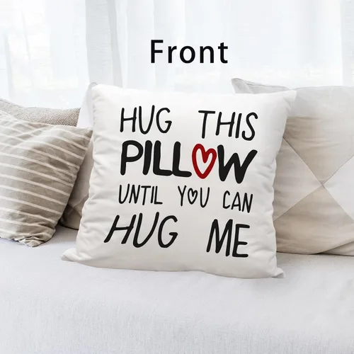 Vista 3 de Hug This Pillow Until You Can Hug Me Let's Snuggle - Funda de cojín reversible con temática romántica de amor para decoración del hogar, 18 x 18