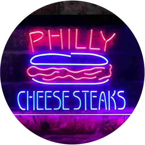 Vista 10 de ADVPRO Philly Cheese Steaks Café - Letrero de neón LED de doble color, azul y rojo, 24 x 16 pulgadas st6s64-i3850-br