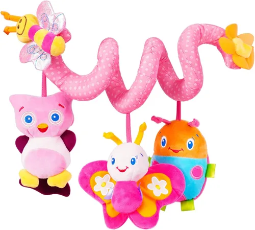 Vista 13 de Juguetes Jollybaby para cuna, cochecito y asiento de auto para bebé de 0-3-6-9-12 meses, juguetes sensoriales colgantes para tiempo boca abajo