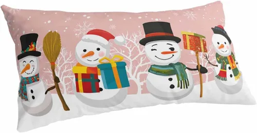 Vista 22 de Fundas de almohada de tamaño estándar de muñeco de nieve negro, paquete de 2 fundas de almohada suaves decorativas para sofá de cuerpo largo