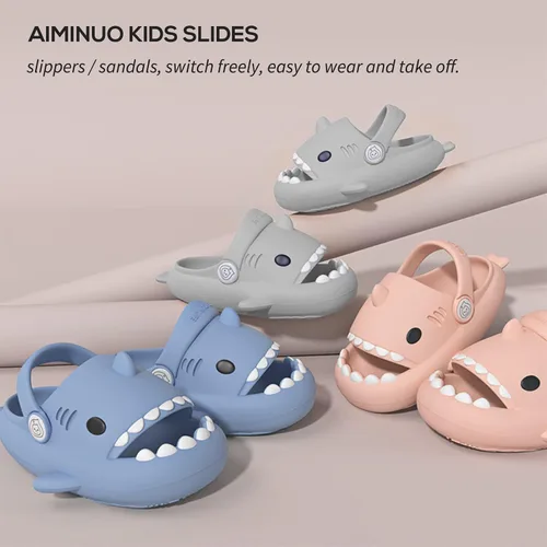 Vista 4 de AIMINUO Sandalias de verano para niños pequeños, sandalias antideslizantes para la ducha, playa, piscina, sandalias blancas para niños y niñas