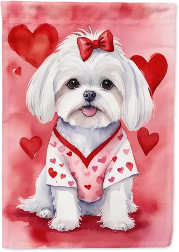 Vista 72 de Caroline's Treasures DAC5252GF Affenpinscher - Bandera de jardín con texto en inglés "My Valentine", bandera decorativa para patio exterior, patio
